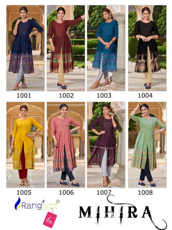 Rangjyot Mihira Fancy Wear Rayon Designer Kurti Collection